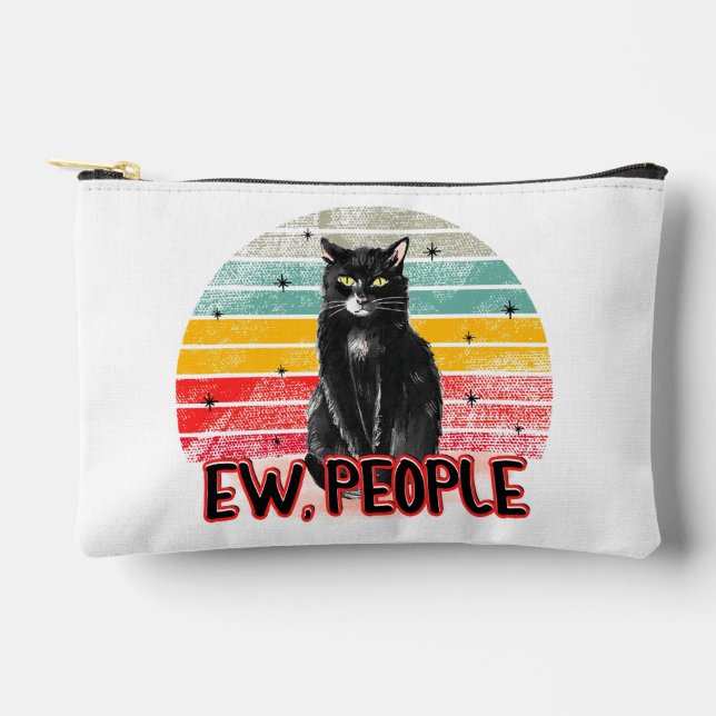 Retro Vintag Black Cat Ew People Zubehörtasche (Vorderseite)