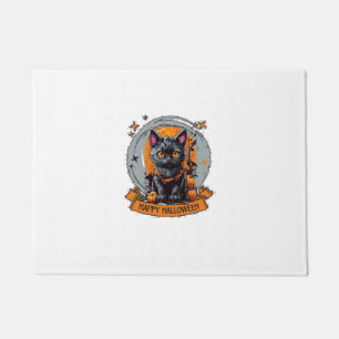 Retro Vintag Black Cat Halloween Spooky Niedlich G Fußmatte