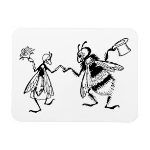 Retro Vintag Black & White Niedlich Funny Bug Wedd Magnet