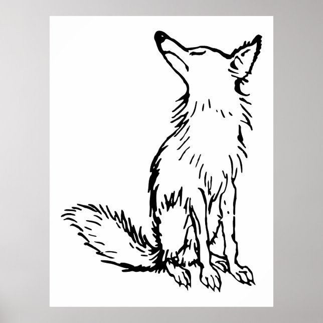 Retro Vintag Black & White Sly Fox Poster (Vorne)