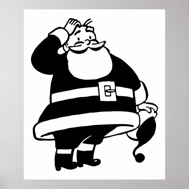 Retro Vintag Black & White Weihnachten Weihnachtsm Poster (Vorne)