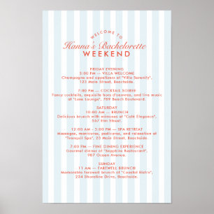 Retro Vintag Blue Bachelorette Wochenende Reisepla Poster