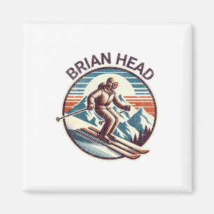 Retro Vintag Brian Head Utah Ski Resort Winter Sk Magnet
