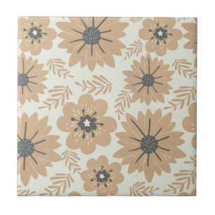 Retro Vintag Brown Floral Fliese
