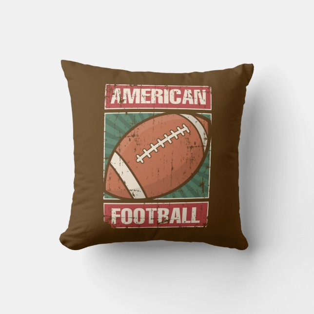 Retro Vintag Brown Green American Football Kissen (Vorderseite)