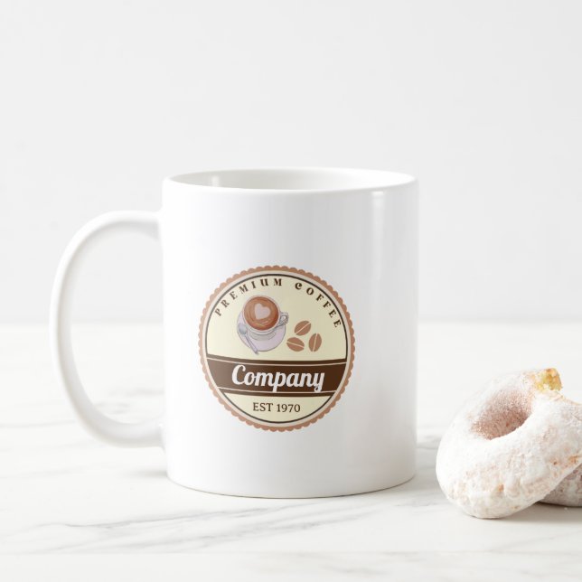 Retro Vintag Brown Premium Logo Diner Kaffeetasse (Mit Donut)
