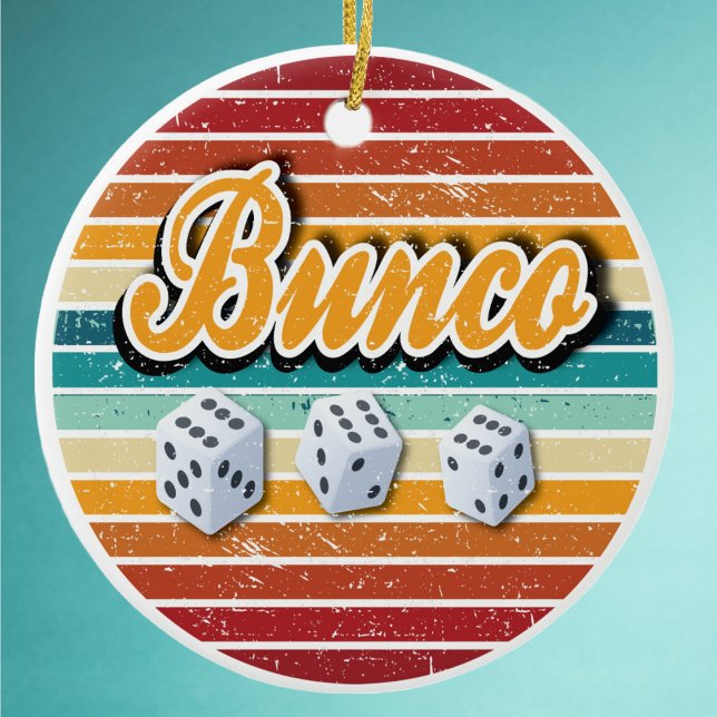 Retro Vintag Bunco Dice Keramik Ornament (Bunco Dice Retro Style Ornament.)