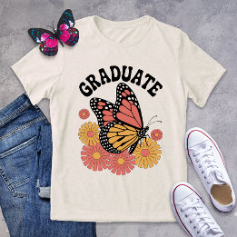 Retro Vintag Butterfly Floral Graduate Tri-Blend Shirt