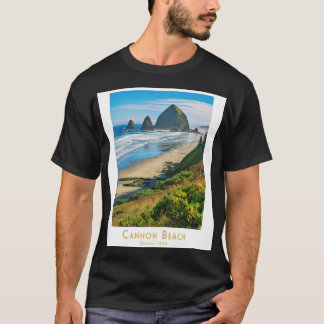 Retro Vintag Cannon Beach Haystack Rock T-Shirt