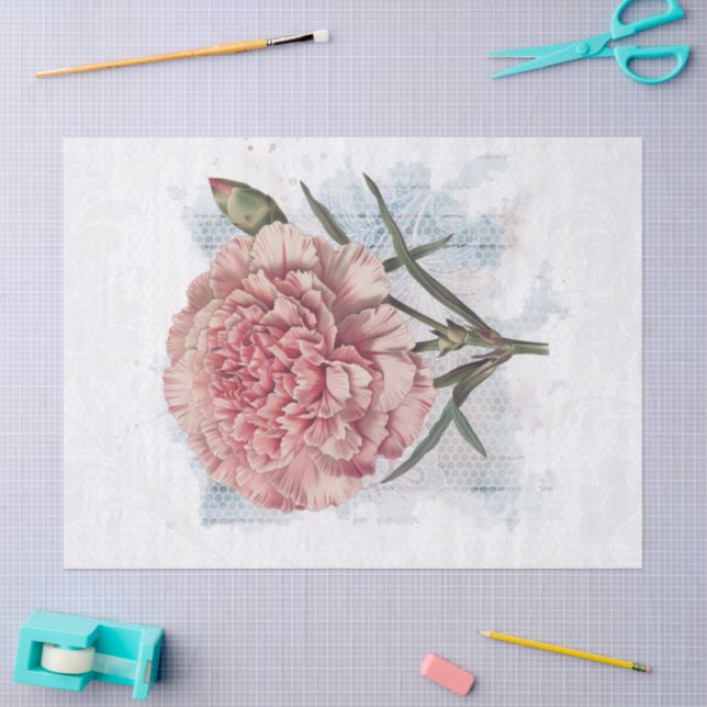 Retro Vintag Carnation Blume Seidenpapier (Basteln)
