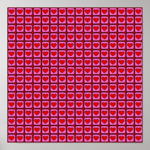 Retro Vintag Checkered Heart Y2K Pattern Poster