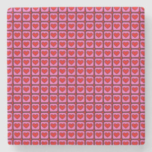 Retro Vintag Checkered Heart Y2K Pattern Steinuntersetzer
