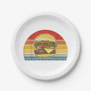 Retro Vintag Cheeseburger Design Kostüm Hamburge Pappteller
