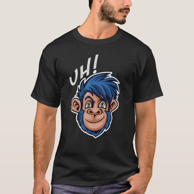 Retro Vintag Chimp Schimpanzee Affenwald T-Shirt (Vorderseite)