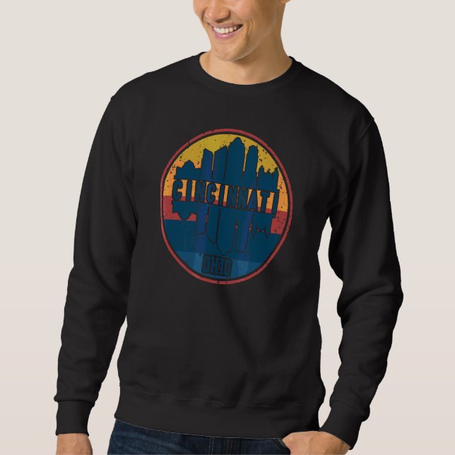 Retro Vintag Cincinnati Ohio Downtown Skylin Sweatshirt (Vorderseite)