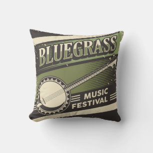 Retro Vintag Classic Blue Grass Music Kissen