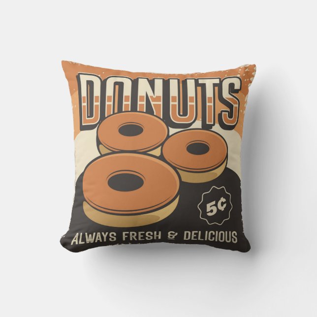 Retro Vintag Classic Fun Sweet Donuts Kissen (Vorderseite)