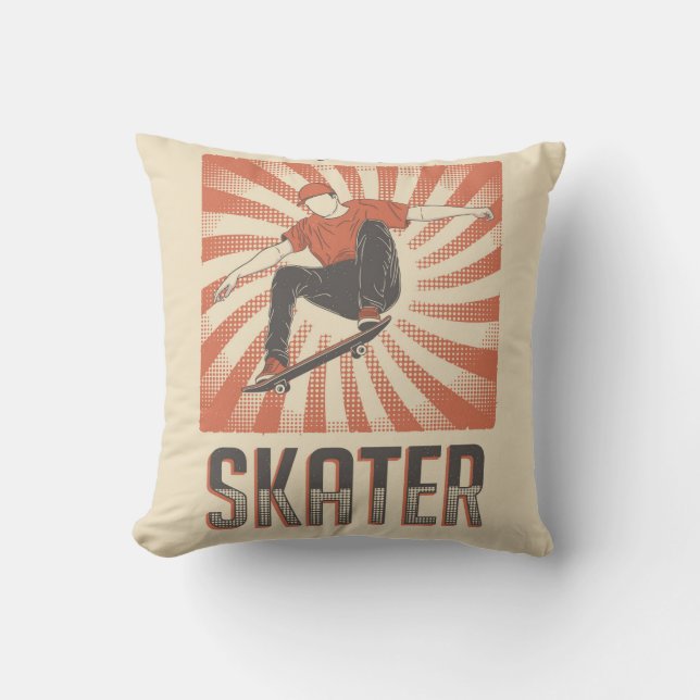 Retro Vintag Classic Grange Red Skater Kissen (Vorderseite)