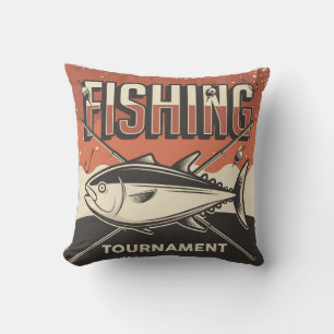 Retro Vintag Classic Grunge Fischturnier braun Kissen