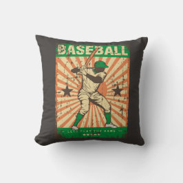 Retro Vintag Classic Grunge Green Baseball Player Kissen