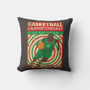 Retro Vintag Classic Grunge Green Basketballer Kissen