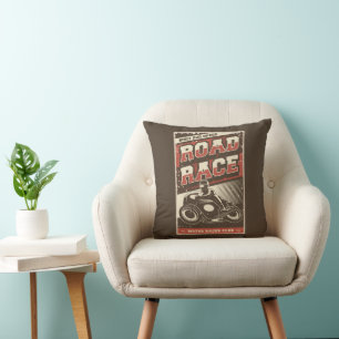 Retro Vintag Classic Grunge Motorrad Road Race Kissen