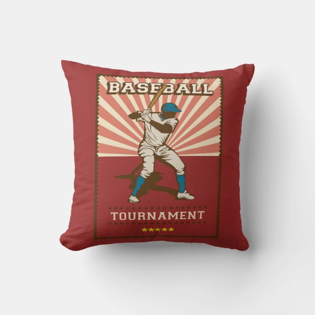 Retro Vintag Classic Red Baseball Champion Throw Kissen (Vorderseite)