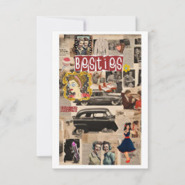 Retro Vintag Collage Happy Galentine's Day Cards Karte