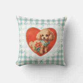 Retro Vintag Coquette Baby Animals Dog Gingham Kissen