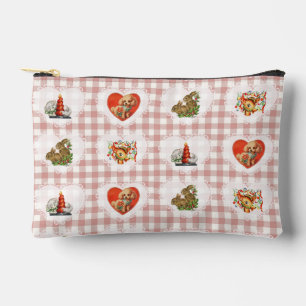 Retro Vintag Coquette Baby Animals Gingham Zubehörtasche