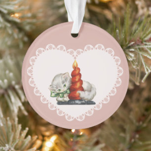Retro Vintag Coquette Pastel Baby Animals Cat Ornament