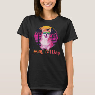 Retro Vintag Corgi Dog Tropischer Sommerurlaub T-Shirt