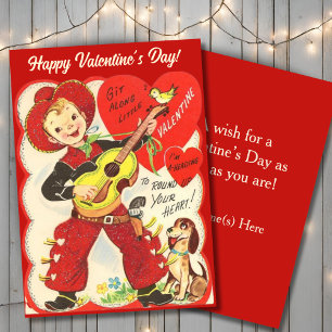 Retro Vintag Cowboy mit Gitarre Custom Valentine Feiertagskarte
