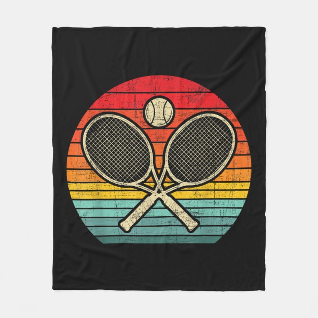Retro Vintag Crossed Tennis Racket - Sporthafen Fleecedecke (Vorderseite)