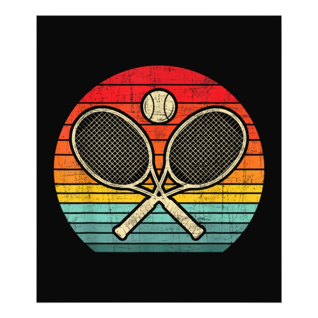 Retro Vintag Crossed Tennis Racket - Sporthafen Fotodruck (Vorne)