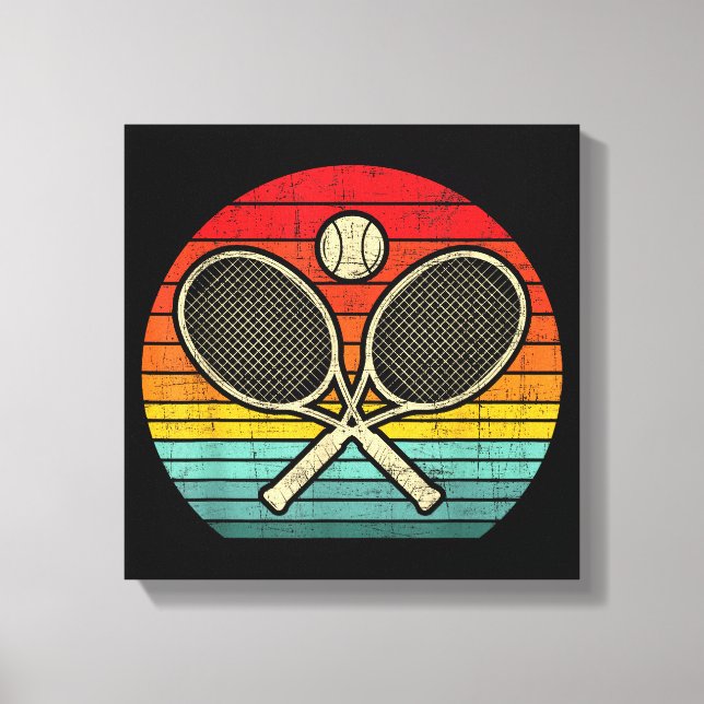 Retro Vintag Crossed Tennis Racket - Sporthafen Leinwanddruck (Vorderseite)