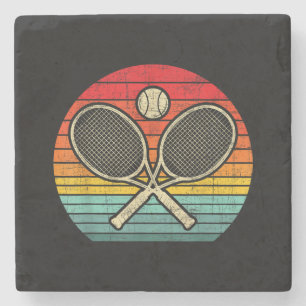 Retro Vintag Crossed Tennis Racket - Sporthafen Steinuntersetzer
