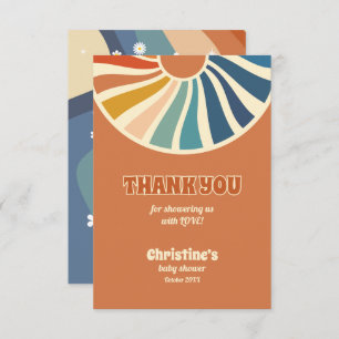 Retro Vintag Daisy Baby Shower der 70er Jahre Dank Dankeskarte