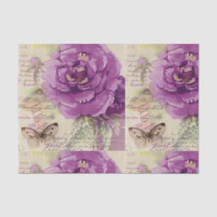Retro Vintag Decoupage Lila Floral Butterfly Seidenpapier