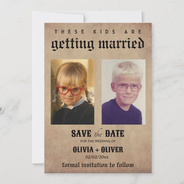 Retro Vintag diese Kinder heiraten Save The Date (Vorderseite)