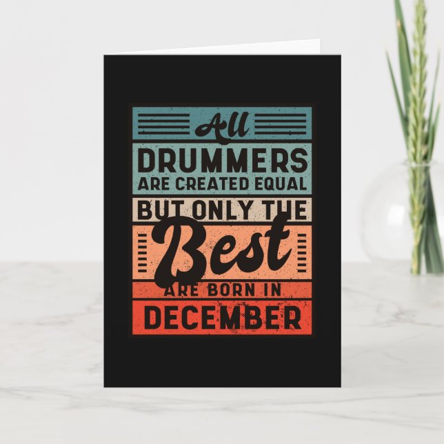Retro Vintag Drummer Geburtstag Dezember Karte (Vorderseite)