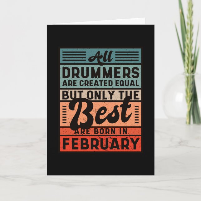 Retro Vintag Drummer Geburtstag Februar Karte (Vorderseite)