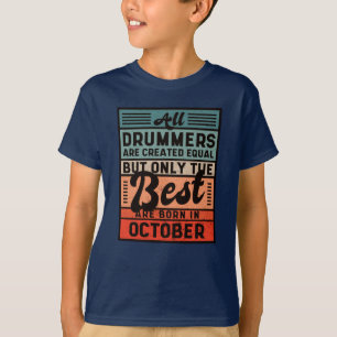 Retro Vintag Drummer Geburtstag Oktober T-Shirt