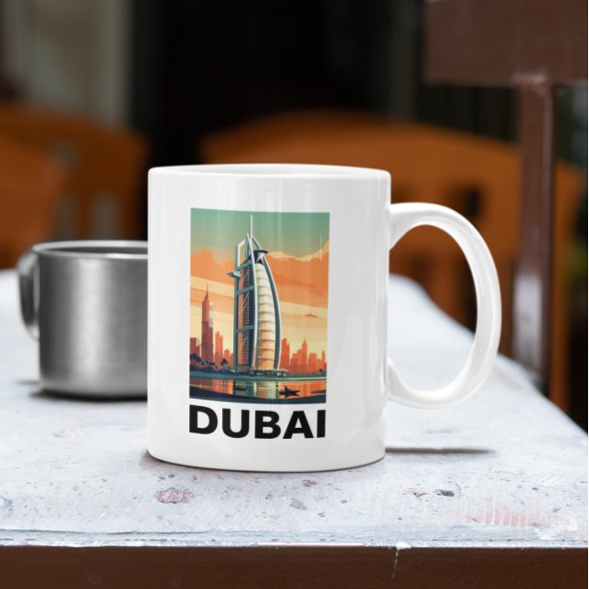Retro Vintag Dubai UAE Skyline Kaffeetasse (Retro Vintage Dubai UAE Skyline Coffee Mug)