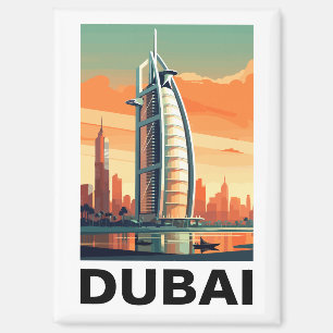 Retro Vintag Dubai UAE Travel Magnet