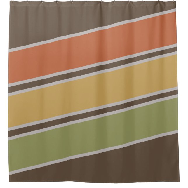 Retro Vintag einfache Drei Streifen braun Duschvorhang (Vorderseite)