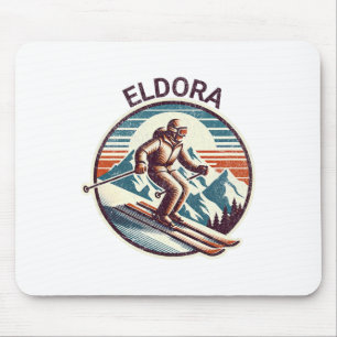 Retro Vintag Eldora Colorado Ski Resort Winter Sk Mousepad
