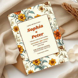 Retro Vintag floral 70er Timeless Elegante Wedding Einladung