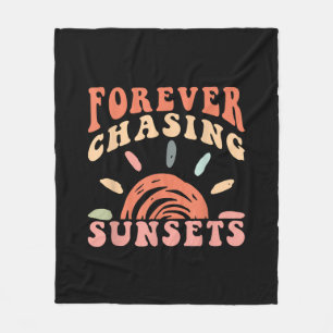 Retro Vintag Forever Jagen Sunsets Sommerferien Fleecedecke