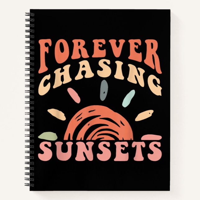 Retro Vintag Forever Jagen Sunsets Sommerferien Notizbuch (Vorderseite)
